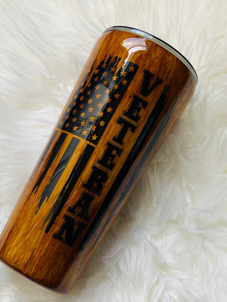 Woodgrain Veterans tumbler veterans cup us veteran navy Etsy