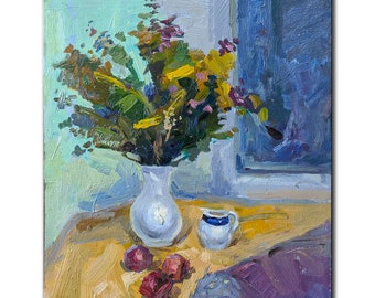 STILL LIFE, Original oil painting on canvas by Ukrainian artist V.Samchuk, 2008, Autumn still life. Modern oil painting