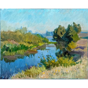 Landschaftsmalerei, Original Ölgemälde auf Leinwand vom Ukrainischen Künstler S.Lazareva, 2012, Horyn. Impressionistische Malerei Naturszene