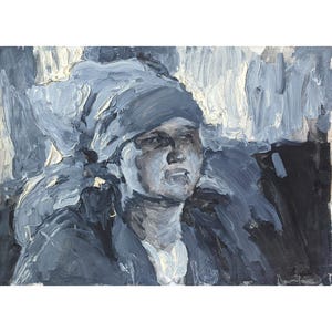 PINTURA DE RETRATO, Pintura al óleo original de la artista ucraniana S.Lazareva, 2011, Mujer campesina, Retrato popular, Estilo rústico, Retrato popular