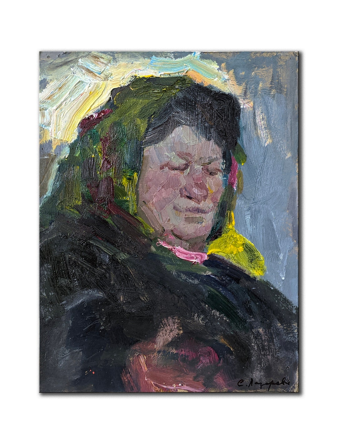 PORTRAIT PAINTING Original Oil Painting on Cardboard by Etsy