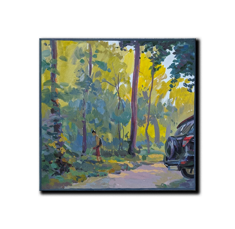 LANDSCAPE Original Tempera Painting on Canvas by Ukrainian Etsy