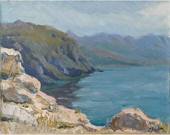 Signed Impressionist Oil Painting: Sitges Coastal Scene by Boiardi