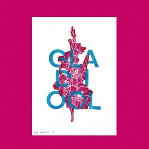 A4 Gladiolen linoprint