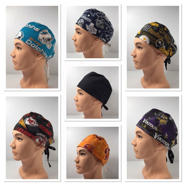 Football Team Scrub Cap, Surgical Cap, Surgical Hat Tie Back for Men and Women