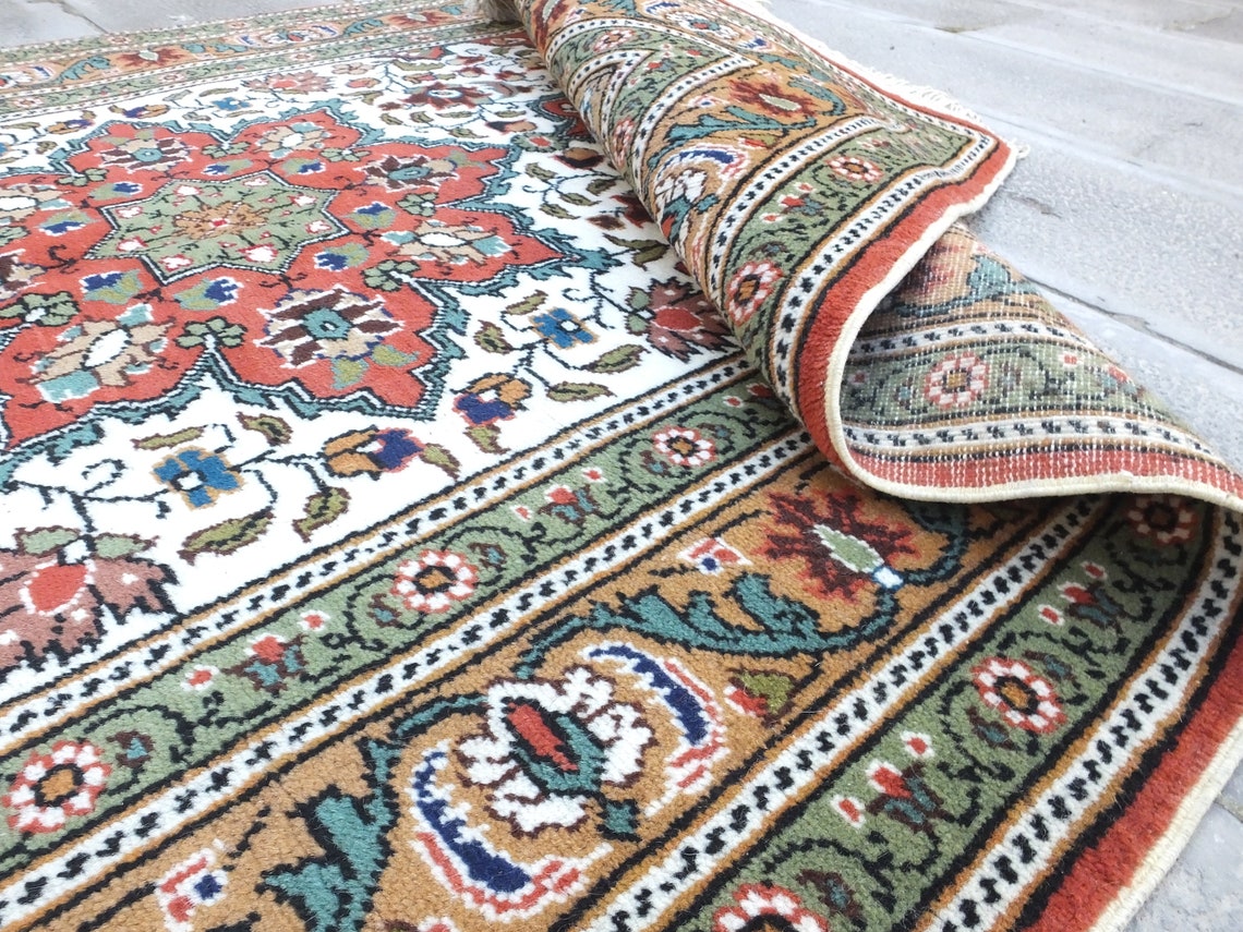 Pink Vintage Decor Antique Turquoise White Rug 4x6 Carpet For Etsy