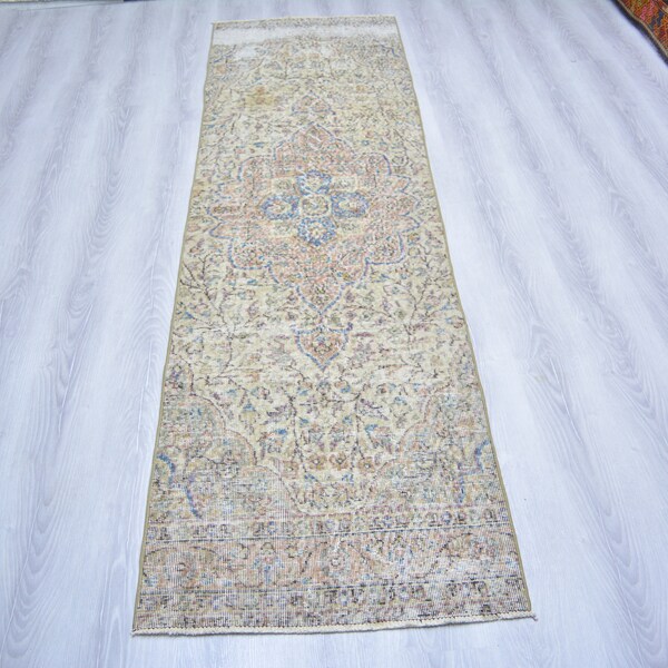Antique Turkish Runner,2x8ft ,Vintage Turkish Rug,Ethnic Entryway Runner,Handcrafted Runner,Hand Knotted Runner Rug,Long Vintage Rug,
