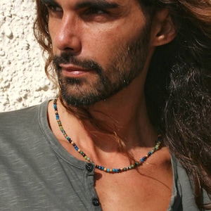 Gemstone Beaded Green Man Choker: Boho Ethnic Necklace