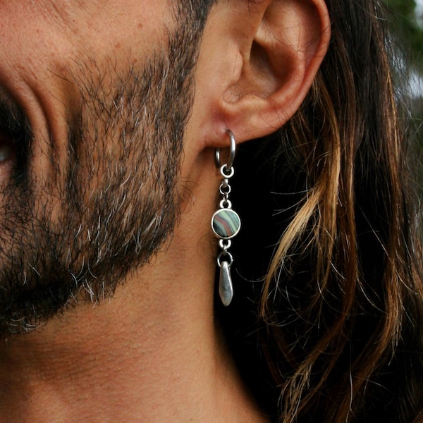 Colorful Spike Dangle Earring, Edgy Mens Single Earring