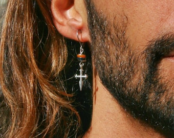 Cross earring man - Men earring - Dangle earring man - Earring for mens - Edgy cool earring men - Unique man earring - Everyday earring mens