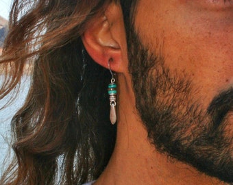 Boucle d'oreille unique homme / Boucle d'oreille turquoise homme / Boucle d'oreille marron homme / Boucle d'oreille géométrique homme / Boucle d'oreille cool homme / Boucle d'oreille de tous les jours homme / Kpop