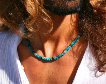 Turquoise choker man/Heishi kralen ketting mannen/imperial turquoise man choker/Boho unieke ketting heren/edelsteen choker heren