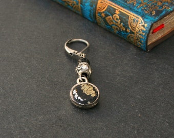 Mens Silver Hoop Dangle Earring: Geometric Rocker Style