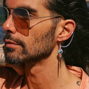 Spike Ohr Kette Manschette Ohrring: Bunt Polymer Clay, Edelstahl oder Sterling Silber