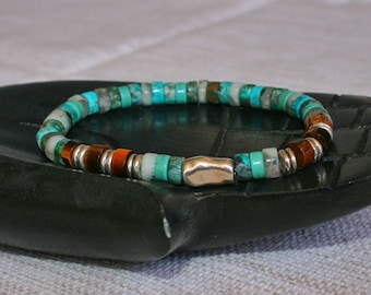 Mens Turquoise Beaded Bracelet / Cool Unique Bracelet Men / Healing Bracelet Man / Unisex Stylish Bracelet / Gemstone Bracelet / Original