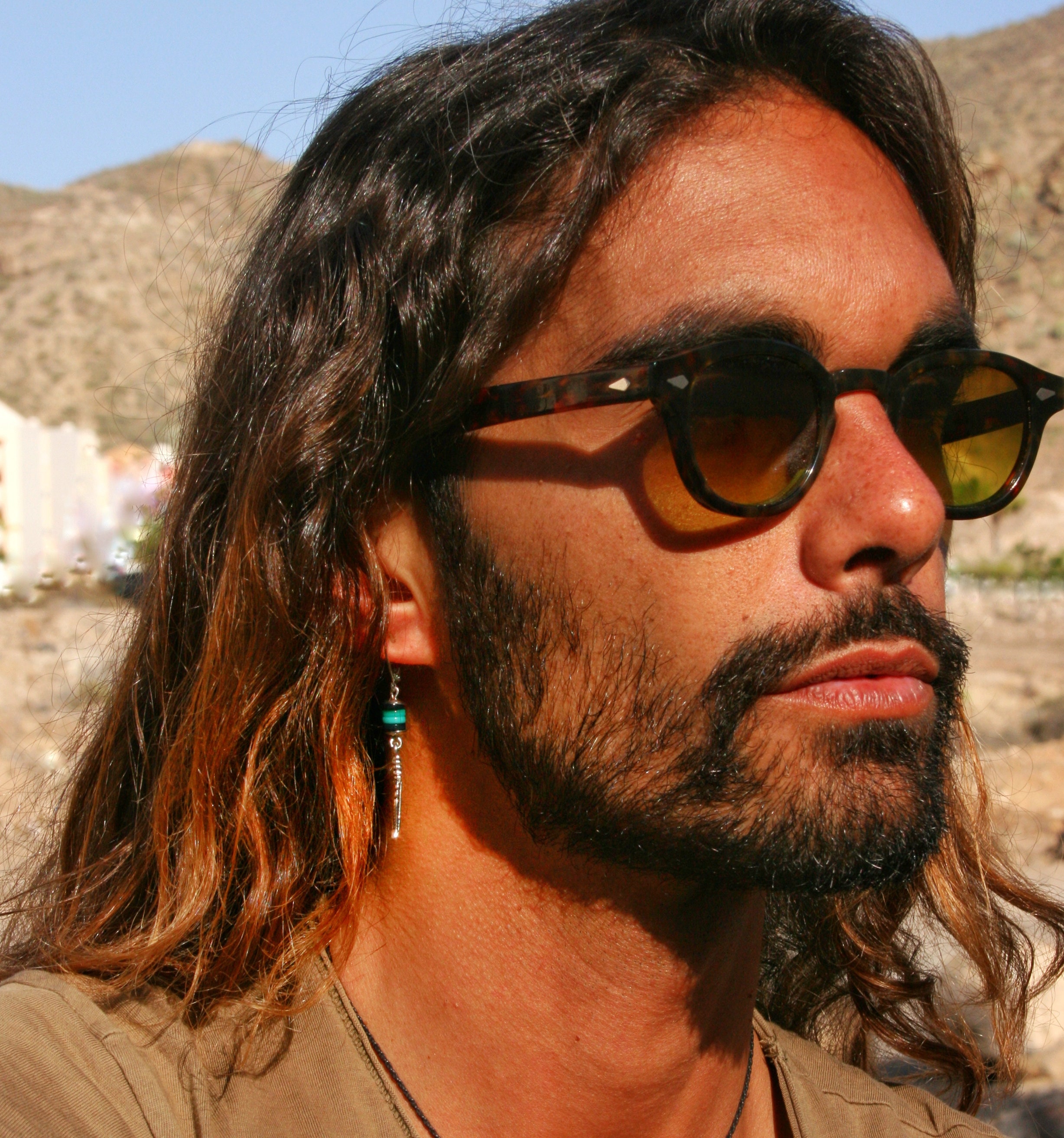 Feather silver earring man / Turquoise earring mens / Black earring men / Dangle earring man / Edgy cool earring mens / Unique earring men
