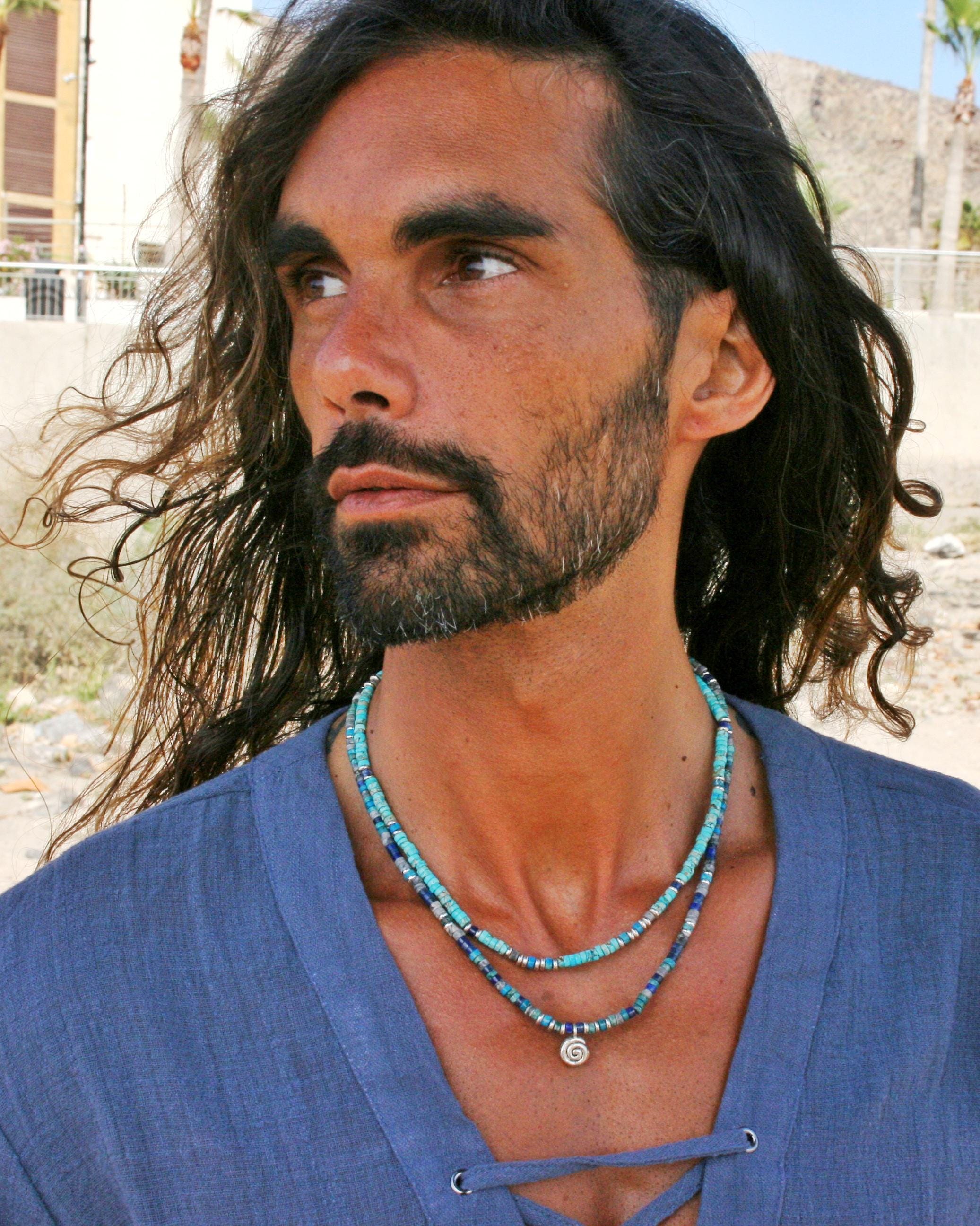 Turquoise Choker Necklace Set: Lapis Lazuli & Silver Accent