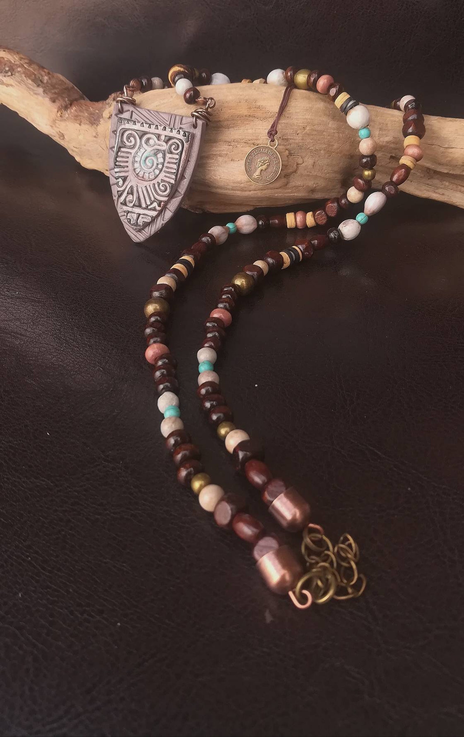 Mens Tribal Necklace. Western Long Men Beaded Necklace. Etsy