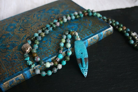 Collier Fantaisie Ethnique Perles Turquoise 22 Grammes - Style Ethnique - Occasion