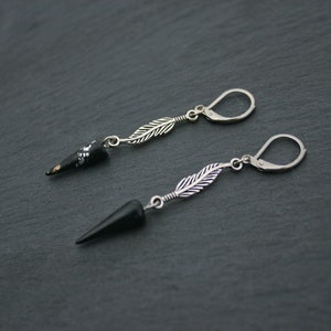 Feather earring spike long earring man / Single dangle earring for man/ Modern cool edgy punk earring/ Everyday earring man / Boho earring