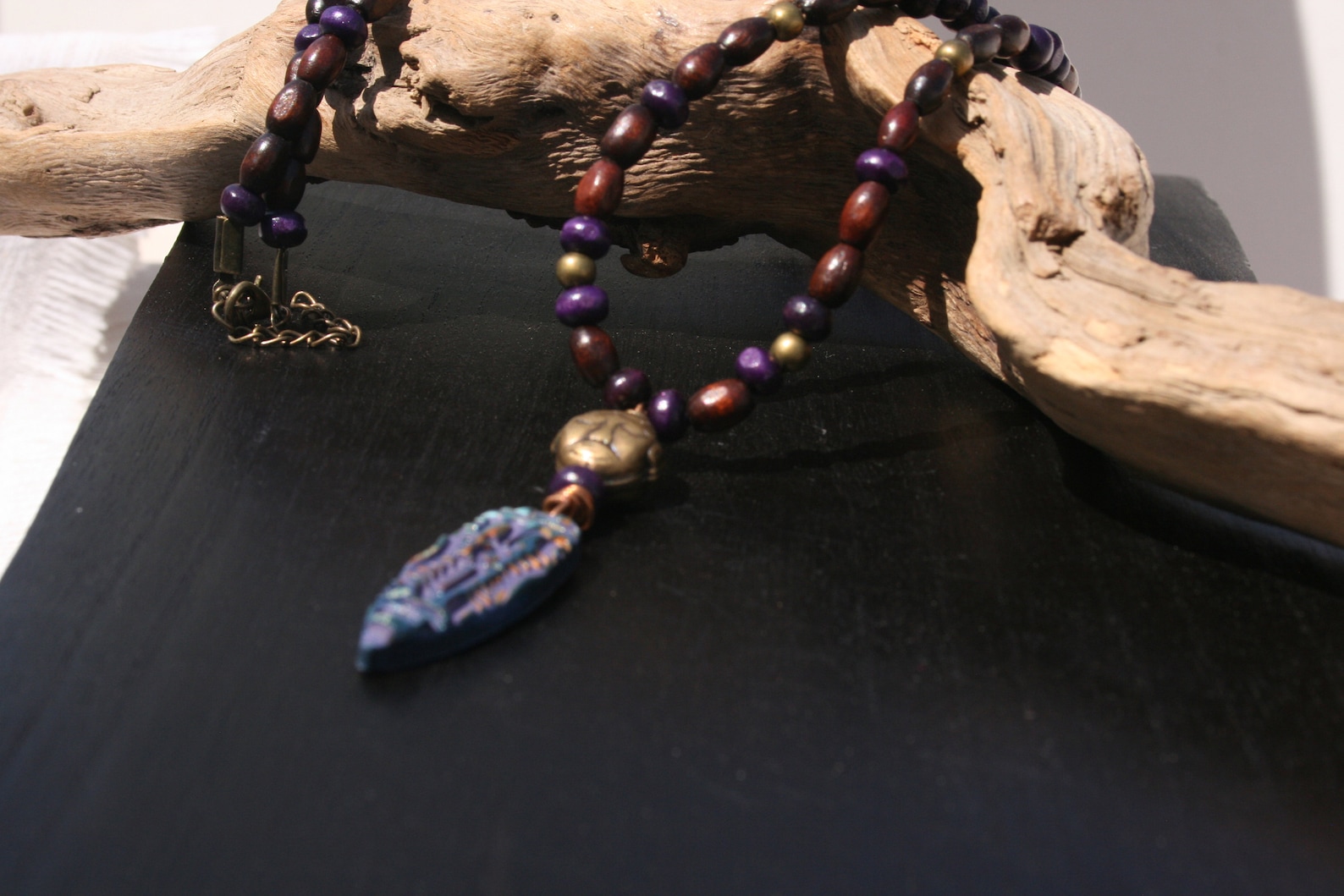 Man Bead Necklace/long Boho Hippie Necklace for Men/ Purple Etsy