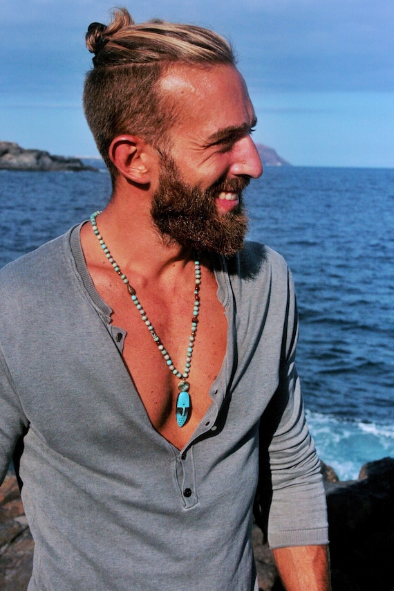 Turquoise mens necklace deals