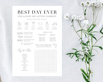 Wedding Ceremony Program Template | Customisable Canva Template for Etsy | Easy A4 or A5 print at home template | Wordsearch Included!