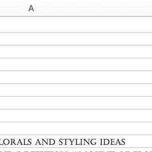 May include: A spreadsheet with a to-do list for wedding planning. The list includes tasks like booking a venue, photographer, videographer, and more. The spreadsheet also includes a timeframe for each task.