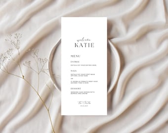 Personalised Wedding Menu Template for Canva | Customisable Menu and Place Card | Canva File for Personalisation | Easy DIY Home Printing