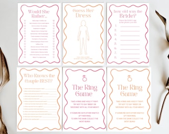 Bridal Shower Games | Pink and Orange (both options | Multiple exciting games for Bridal Showers or Bachelorettes | PNG File Download
