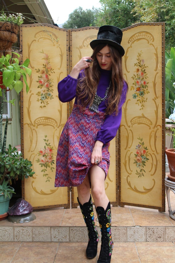 Vintage 1960s 1970s Mod GoGo Purple Geometric Psyc