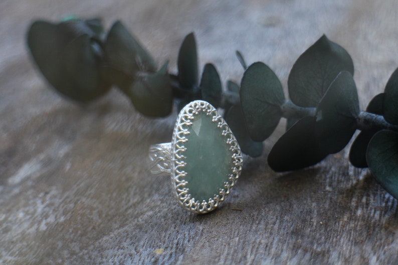 Handmade OOAK Aquamarine Sterling Silver Crystal Bohemian Ring