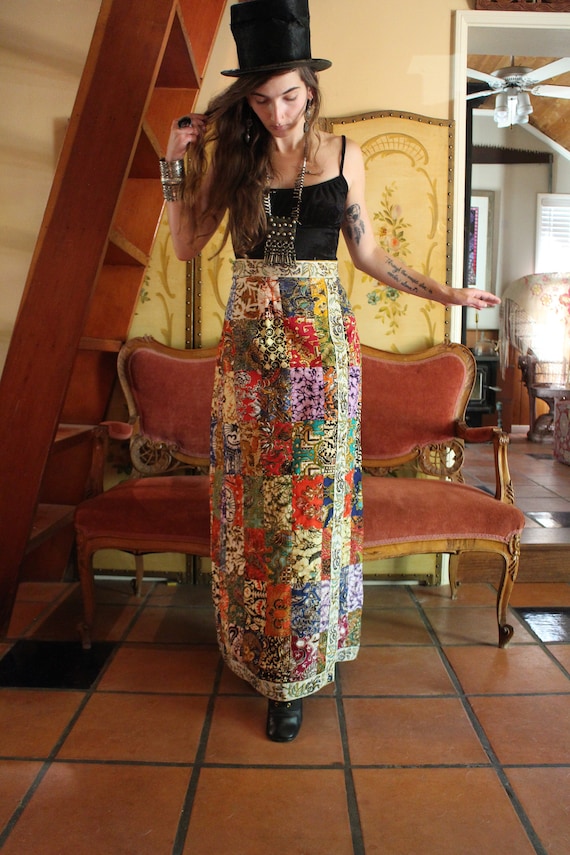 Vintage 1960s 1970s Paisley Patchwork Bohemian Hip