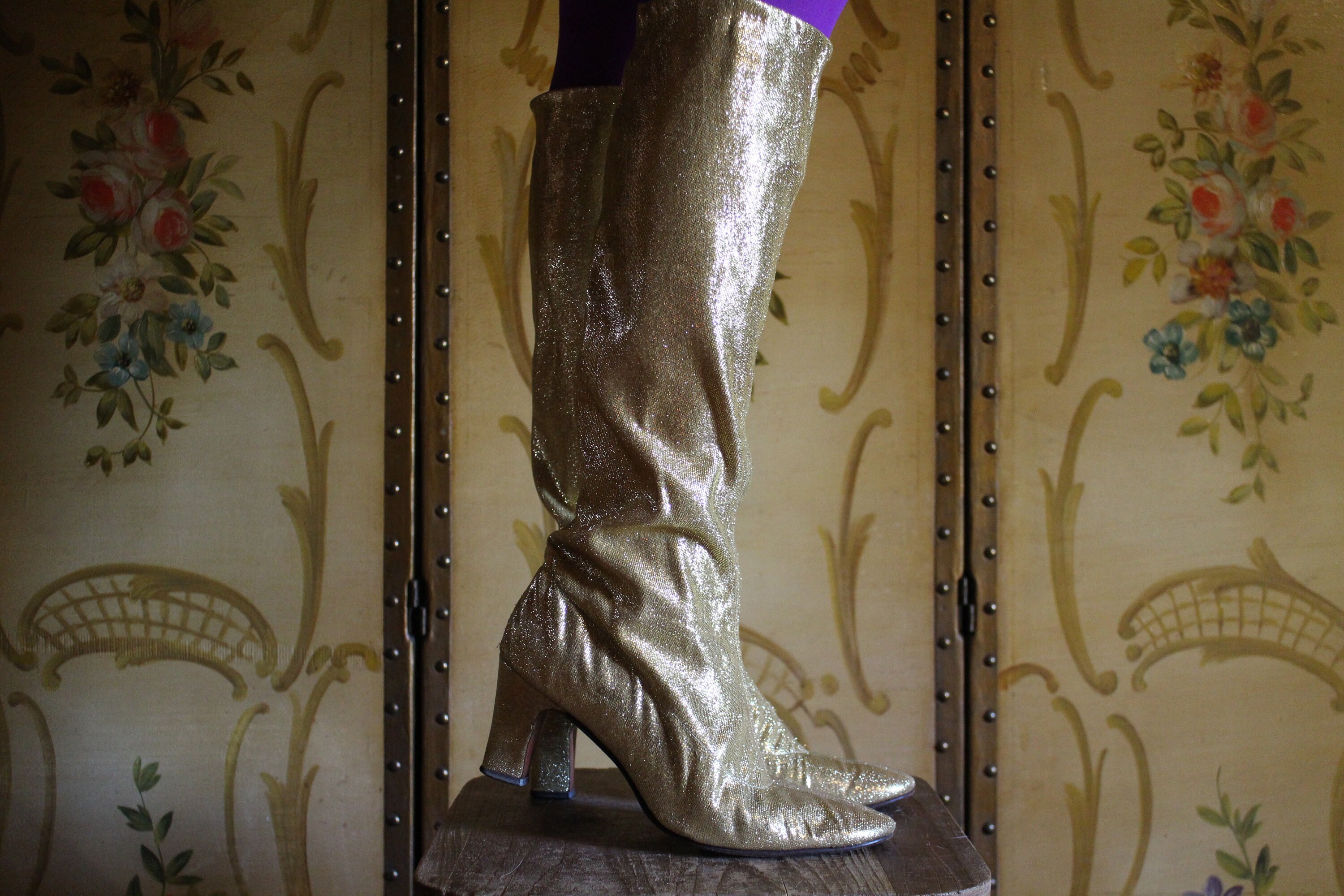 Vintage 1960s 1970s Gold Sparkle Disco 