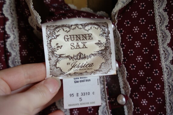 Vintage 1970s Gunne Sax RARE Dreamie Burgundy Max… - image 4