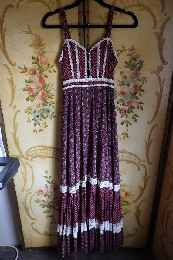 Vintage 1970s Gunne Sax RARE Dreamie Burgundy Max… - image 3