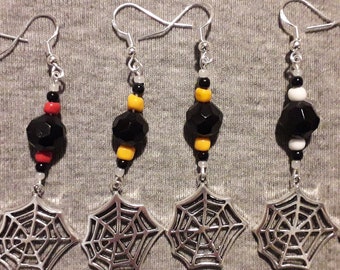 Spider Web Dangle Earrings, Halloween Drop Earrings, Spider Themed Dangle Earrings, Gothic Drop Earrings, Vampire Dangle Earrings