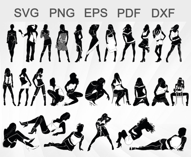 Sexy Girl Full Body Svg Woman Silhouette Stripper Clipart Etsy