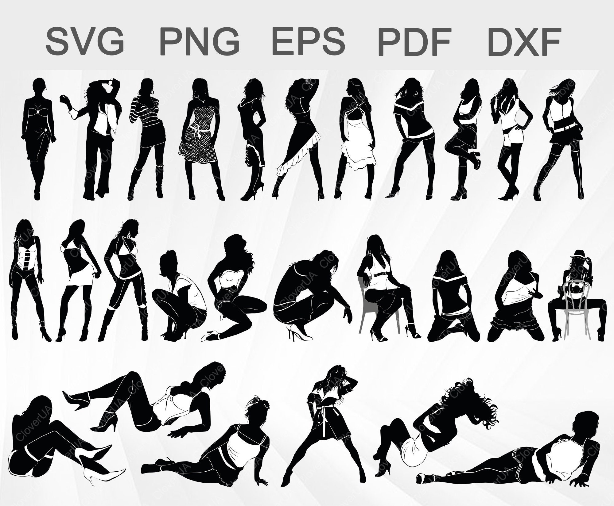 Sexy Girl Full Body Svg Woman Silhouette Stripper Clipart photo image