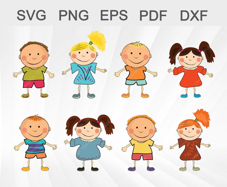 Download Happy stick kids svg bundle little girl in dress small | Etsy