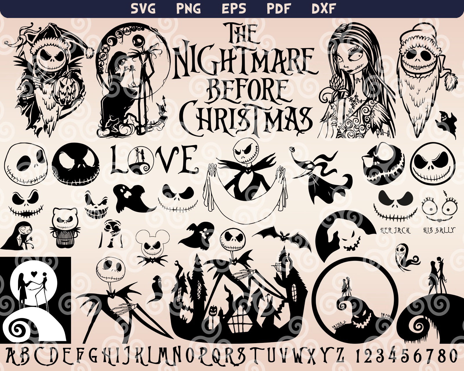 Nightmare Svg Before Christmas Clipart Png Skellington Svg - Etsy Canada
