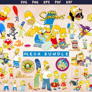 The Simpsons svg, Bart, Lisa, Homer, Marge, Maggie, Abraham, Santas Little Helper bundle, Cricut, printable, Cutting, digital print, sticker
