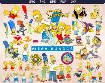 Die Simpsons Bart, Lisa, Homer, Marge, Maggie, Abraham, Santas Little Helper Bundle, Cricut, druckbar, Schneiden, Digitaldruck, Aufkleber