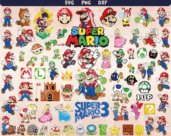 Super Mario Bros svg, Mario Spiel png, Bowser, Yoshi, Captain Toad, Luigi, Birdo, Princess Peach, Princess Daisy, Cricut, Print