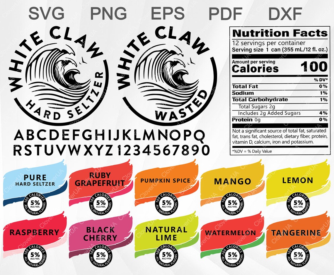 White Claw svg flavors Hard Seltzer white claw wasted | Etsy