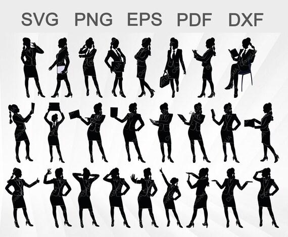 Download Business Woman Svg Woman Full Body Silhouette Afro Working Etsy