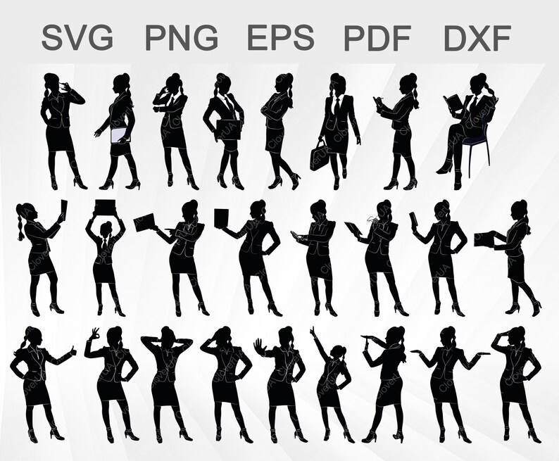 Download Business woman svg woman full body silhouette afro working | Etsy