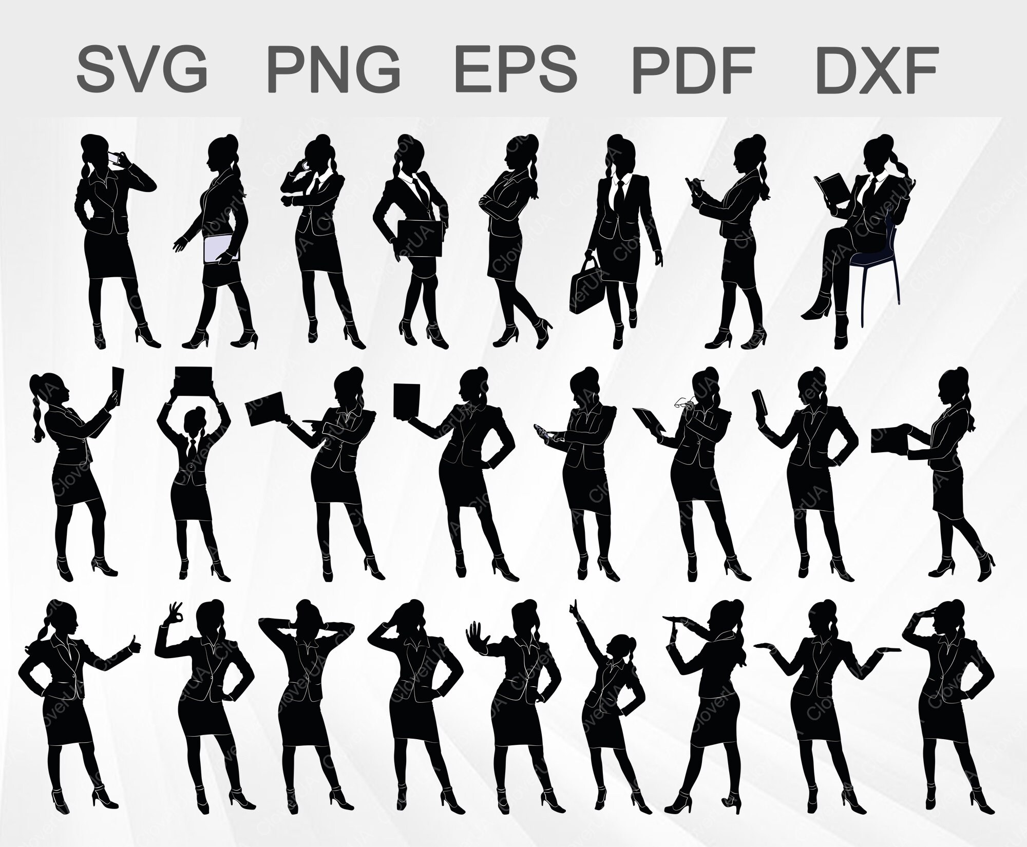Download Business Woman Svg Woman Full Body Silhouette Afro Working Etsy
