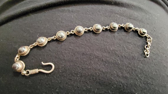 Vintage Sterling silver and pearl bracelet - image 1