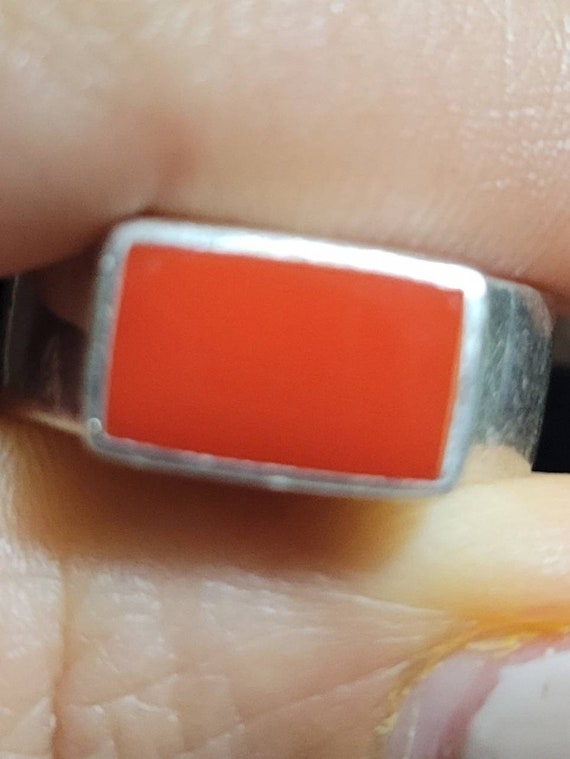 Sterling silver fiery red-orange  size 6